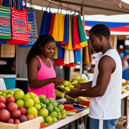 Caribbean Holidays, Haiti Honeymoon June, A newlywed couple exploring a colourful Haitian market with local crafts, tropical produce and friendly atmosphere