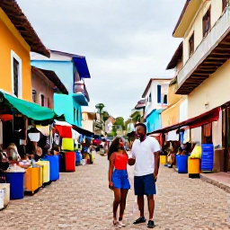 Caribbean Holidays, Haiti Honeymoons, Couple exploring colourful historic streets and a lively Haitian market, with local architecture and friendly atmosphere