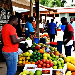 Caribbean Holidays, Haiti in April, A friendly Haitian outdoor market with colourful fruit, local crafts and visitors exploring in warm April weather