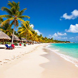 Caribbean Holidays, Haiti in January, A sunny Caribbean beach in Haiti in January, with turquoise water, pale sand, palm trees and a relaxed all-inclusive resort atmosphere