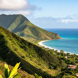 Caribbean Holidays, Haiti in March, A panoramic view of Haiti's lush mountains, tropical coastline and clear blue sea in warm March sunshine