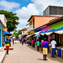 Caribbean Holidays, Haiti in November, Colourful street scene in Port-au-Prince, Haiti, with local people, market stalls and vibrant Caribbean life