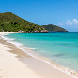 Caribbean Holidays, Haiti in November, Haitian beach scenery in November, showing a calm turquoise bay, pale sand, green hills and a small boat near the shore