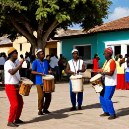Caribbean Holidays, Haiti in November, Haitian cultural celebration with drummers, dancers and respectfully dressed visitors in a town square during November
