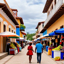 Caribbean Holidays, Haiti in October, A couple exploring colourful historic streets and a lively Haitian market, with local crafts, tropical fruit and traditional architecture