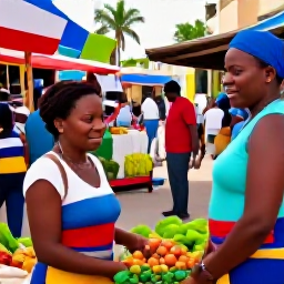 Caribbean Holidays, Haiti in October, Colourful Haitian market street with friendly locals, traditional crafts, tropical produce and warm daylight