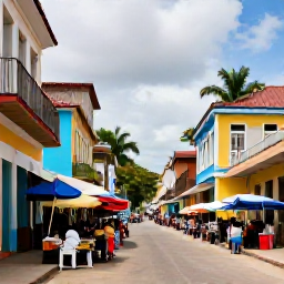 Caribbean Holidays, Haiti in September, Colourful Haitian street scene in Port-au-Prince with local markets, painted buildings and tropical light