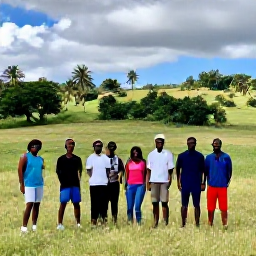 Caribbean Holidays, Haiti in September, Friendly local guide leading a small group through a green Haitian countryside landscape in September