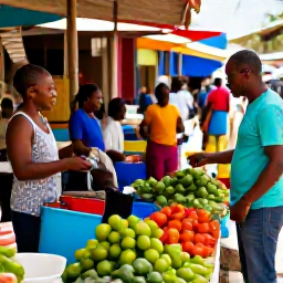 Caribbean Holidays, Haiti January Adventures, A friendly Haitian market scene with colourful produce, handmade crafts and visitors exploring with a local guide