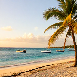 Caribbean Holidays, Haiti January Adventures, A quiet Haitian beach with turquoise water, fishing boats and palm trees in warm January light