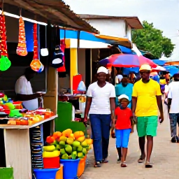 Caribbean Holidays, Haiti January Holidays, A family walking through a colourful Haitian market with local crafts, tropical fruit, friendly stallholders and vibrant street life