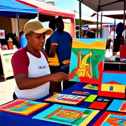 Caribbean Holidays, Haiti January Holidays, Haitian artists displaying vibrant paintings and handmade crafts in a colourful open-air market