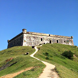 Caribbean Holidays, Haiti January Tours, Historic Citadelle Laferri&egrave;re in northern Haiti under clear blue January skies, viewed from a green mountain path