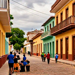Caribbean Holidays, Haiti July Holidays, Visitors exploring a historic Haitian town in July, with colourful buildings, local markets, artisans and a warm Caribbean atmosphere
