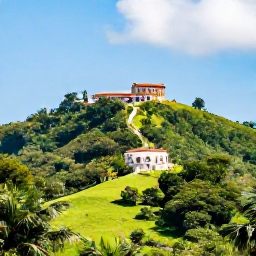 Caribbean Holidays, Haiti Luxury Holidays, Citadelle Laferri&egrave;re in northern Haiti, viewed from a lush green hillside beneath a bright blue March sky