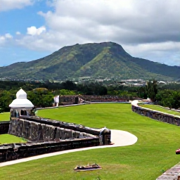 Caribbean Holidays, Haiti Luxury Holidays, Private guided visit to Citadelle Laferri&egrave;re in Haiti, green hills and dramatic historic fortress under August skies