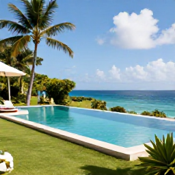 Caribbean Holidays, Haiti Luxury Holidays, Private infinity pool beside a peaceful tropical garden and sea view in Haiti during August