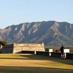 Caribbean Holidays, Haiti Luxury Holidays, Travellers exploring the historic Citadelle Laferri&egrave;re in Haiti under clear February skies, with dramatic mountain scenery and warm light