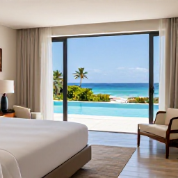 Caribbean Holidays, Haiti March Holidays, A stylish adults-only hotel room and infinity pool overlooking the Haitian coastline in bright March sunshine