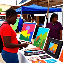 Caribbean Holidays, Haiti March Holidays, Haitian artists displaying colourful paintings and handmade crafts in a bustling open-air market