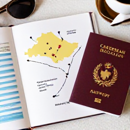 Caribbean Holidays, Haiti Multi-Country, A friendly travel planning scene with a Caribbean itinerary, passport and island guidebook on a table