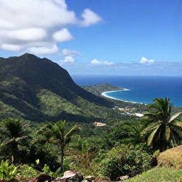 Caribbean Holidays, Haiti Nature Holidays, A wide scenic view of Haiti&rsquo;s green mountains, tropical coastline and clear December sky