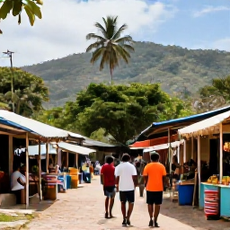Caribbean Holidays, Haiti Nature Holidays, Friendly Haitian village setting with local market, tropical scenery and travellers meeting residents during a January nature holiday