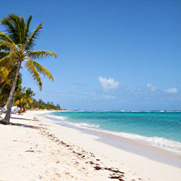 Caribbean Holidays, Haiti Nature Holidays, The turquoise waters and white sand of a quiet Haitian beach in January, with palm trees and gentle waves
