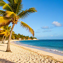 Caribbean Holidays, Haiti November Holidays, Colourful Haitian coastline with turquoise water, sandy beach and palm trees in warm November sunshine
