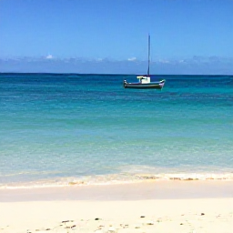 Caribbean Holidays, Haiti October Holidays, A calm Haitian coastline with clear water, a small boat and a quiet sandy beach in October