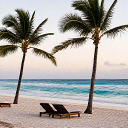 Caribbean Holidays, Haiti October Holidays, A relaxed luxury beach resort in Haiti during October, with palm trees, turquoise sea and soft afternoon light