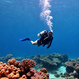 Caribbean Holidays, Haiti Scuba Diving, Clear tropical sea near Haiti with a scuba diver exploring a colourful coral reef in April sunlight