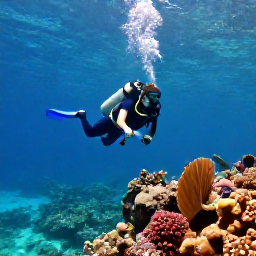 Caribbean Holidays, Haiti Scuba Diving, Clear turquoise Caribbean water over a colourful coral reef near Haiti, with a scuba diver exploring tropical marine life