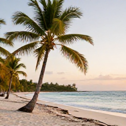 Caribbean Holidays, Haiti Scuba Diving, Relaxed Haitian seaside scene after a scuba dive, with palm trees, a quiet beach and warm afternoon light