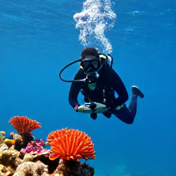 Caribbean Holidays, Haiti Scuba Diving, Scuba diver exploring a colourful Caribbean reef in clear blue water off Haiti in November