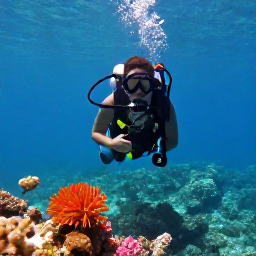 Caribbean Holidays, Haiti Scuba Diving, Scuba diver exploring a colourful Caribbean reef in clear turquoise water off Haiti