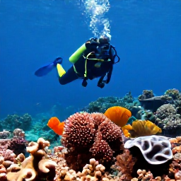 Caribbean Holidays, Haiti Scuba Diving, Scuba diver exploring a colourful coral reef in clear Caribbean water off Haiti during October