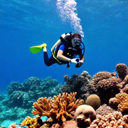 Caribbean Holidays, Haiti Scuba Diving, Scuba diver exploring a colourful coral reef in clear turquoise water off the coast of Haiti