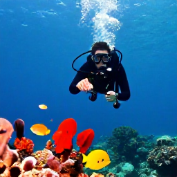 Caribbean Holidays, Haiti Scuba Diving, Scuba diver swimming above a vibrant Caribbean reef with tropical fish in clear blue Haitian waters
