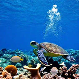 Caribbean Holidays, Haiti Scuba Diving, Sea turtle and tropical fish swimming over a healthy coral reef in Haiti&rsquo;s Caribbean waters