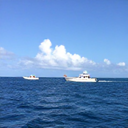 Caribbean Holidays, Haiti Scuba Diving, Small dive boat travelling across calm blue Caribbean water near the Haitian coastline under bright sunshine
