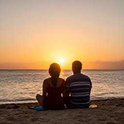 Caribbean Holidays, Haiti September Holidays, Couple enjoying a peaceful sunset overlooking Haiti&rsquo;s Caribbean coastline, warm golden light and relaxed holiday atmosphere