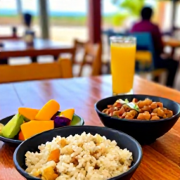 Caribbean Holidays, Haiti Solo Holidays, A friendly Haitian restaurant serving griot, rice and beans and fresh tropical fruit in a relaxed local setting