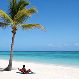 Caribbean Holidays, Haiti Solo Holidays, A quiet Haitian beach with turquoise water, palms and a solo traveller relaxing near the shore in warm November sunshine