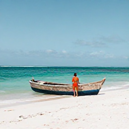 Caribbean Holidays, Haiti Solo Holidays, A quiet Haitian beach with turquoise water, wooden fishing boats and a traveller enjoying the warm October afternoon