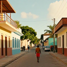 Caribbean Holidays, Haiti Solo Holidays, A solo traveller exploring a colourful Haitian coastal town in warm August sunshine, with local buildings, tropical greenery and a welcoming atmosphere