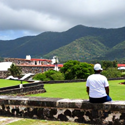 Caribbean Holidays, Haiti Solo Holidays, A solo visitor admiring Citadelle Laferri&egrave;re in Haiti, with dramatic green mountains, stone fortifications and cloudy October skies