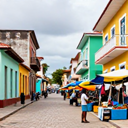Caribbean Holidays, Haiti Solo Holidays, Colourful historic buildings and lively streets in Cap-Ha&iuml;tien, Haiti, with a solo visitor exploring a local market