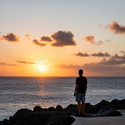 Caribbean Holidays, Haiti Solo Holidays, Peaceful Haitian coastal viewpoint at sunset, with a solo traveller looking across the Caribbean Sea