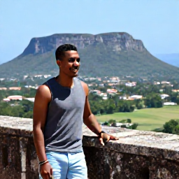 Caribbean Holidays, Haiti Solo Holidays, Solo traveller visiting the Citadelle Laferri&egrave;re in Haiti in clear daylight, with the dramatic mountain fortress and wide landscape beyond